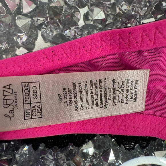 La SENZA bra bralette halter Lacie sexy neon Black and Pink Lace Bralette - Picture 9 of 14